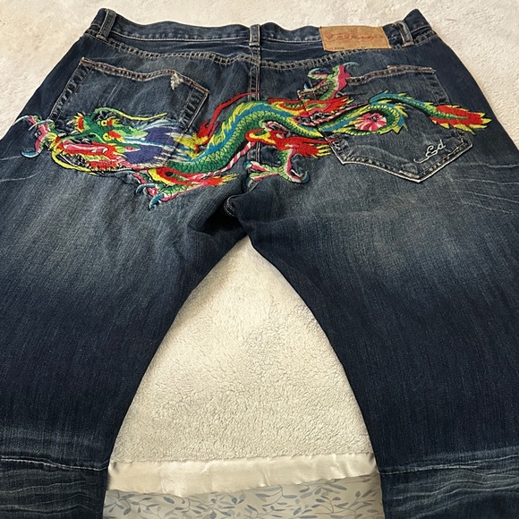 Ed Hardy Vibrant Dragon Embroidered Jeans - Picture 1 of 9